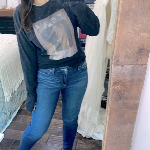 Soulland graphic print black longsleeve T-shirt size medium - Picture 1 of 6